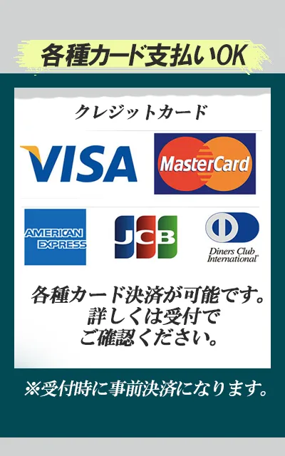 各種カード支払いOK