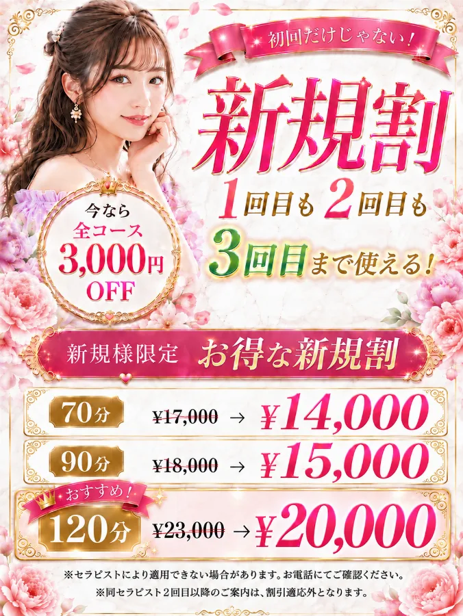3回まで使用可！新規割